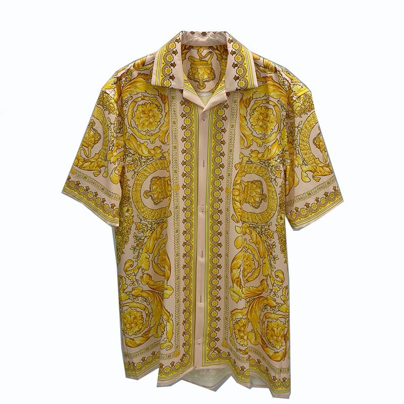 Men's Clothing 3D Digital Printing Youth Popular Ice Silk Men's Short Sleeved Shirt Shirt Cardigan_viptrois.com