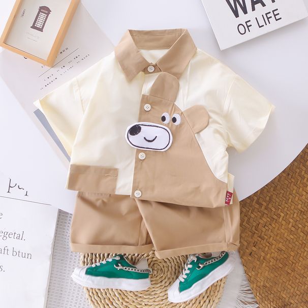 Boys' Dress 2025 New Baby Style Korean Cartoon Clothes Children's Summer Shirt Two Piece Set_viptrois.com