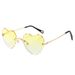 Gradient Heart Sunglasses – Peach Love Glasses With Metal Trim & Ocean Blue Lenses (Frameless Trendy Style)_viptrois.com