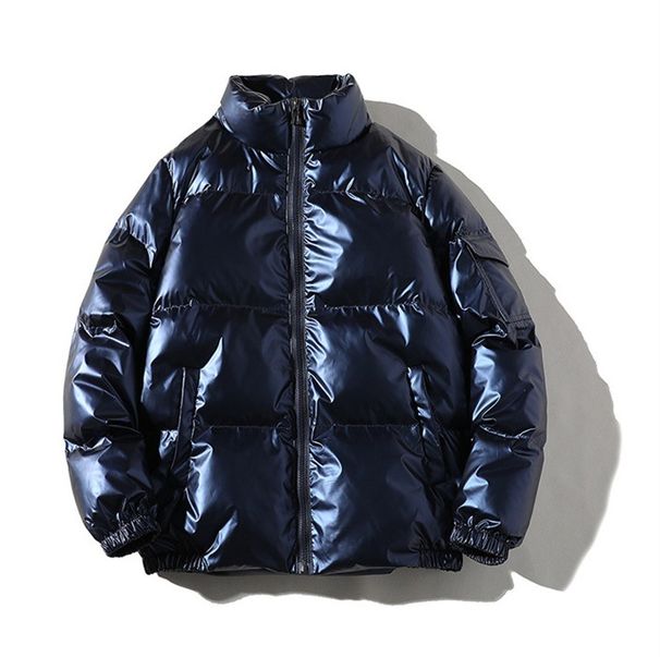 Men’s Winter Puffer Jacket – Thickened Polyester Shell With Fleece Lining, Hooded & Zip-Up Short Coat In Metallic Colors_viptrois.com