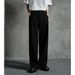 Men's Clothing Three Needle Trousers Black Autumn And Winter Drape Straight Casual Trousers Loose Trousers Wide Leg Suit Trousers_viptrois.com