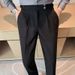 Men's Clothing British Style Business Suit Trousers Men Autumn Trend Slim Fit Slim Fit Nine Point Suit Trousers Men's Casual Trousers Solid Color_viptrois.com