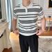 Men's Clothing Striped Polo Shirt Slim Fit Breathable Knit Business Casual Lapel Design Short Sleeve Comfort T-Shirt_viptrois.com