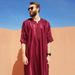 Men's Clothing Middle Eastern Moroccan Dubai Clothing Striped Robe Mid Sleeve Embroidered Saudi Ara_viptrois.com