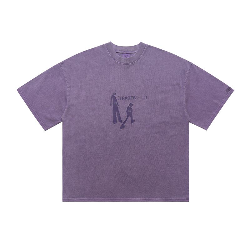 Washed Vintage Street Style Character Fun Print Cotton Short Sleeve T-Shirt Unisex Loose Fit Versatile Trendy_viptrois.com