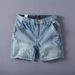 2025 Trendy Men's Denim Shorts, Washed Straight-cut, Casual, Loose-fitting, Versatile, Three-quarter Length Pants_viptrois.com