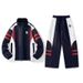 Men's Clothing 25 Autumn And Winter New American Retro Contrast Color Sports Casual Jacket Two-piece Wide-leg Pants_viptrois.com