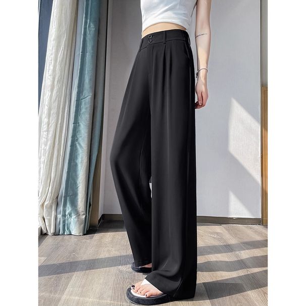 Silky Straight-Leg Trousers For Women – Cooling & Flowy Wide-Leg Office Pants (S-5XL, Wrinkle-Free Polyester, Business Casual, Breathable Fabric)_viptrois.com