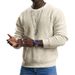 Men's Waffle Knit Sweater - Breathable Poly-Cotton Pullover With Relaxed Fit (Black/Beige/White/Gray/Blue, S-XXXL)_viptrois.com