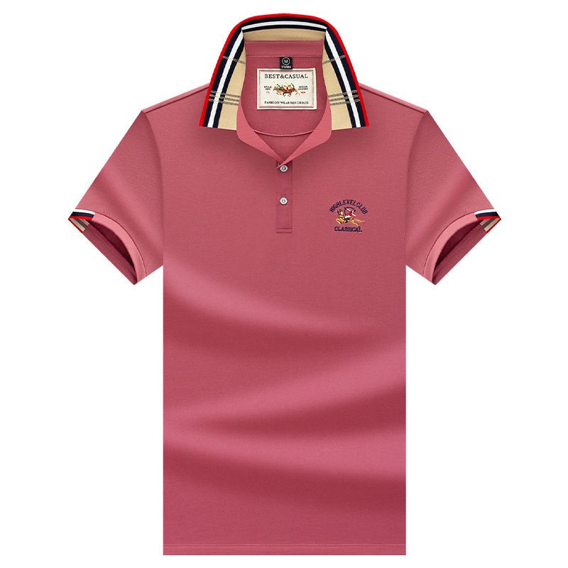 Men's Premium Polo Shirt Short Sleeve Cotton Blend Summer Cool Breathable Embroidered Collar Casual T-Shirt For Dad & Young Adults_viptrois.com