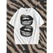 Manfinity ZONE917 Camiseta Estilo Callejero Blanca Hombre Manga Corta Con Patrón De Boca En Blanco Y Negro, Adecuada El_viptrois.com