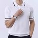 Men's Business Casual Polo Shirt - Gentleman Contrast Color Lapel Design | All-Match Summer Comfort | Breathable Short Sleeve Knitwear_viptrois.com