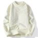 Winter Sweater Men's Trend Solid Color Versatile Round Neck Long Sleeve Thickened Base Japanese Lazy Ripped Knitted Sweater_viptrois.com