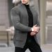 Autumn European-Amecian Fashion Knitwear Cardigan Men's Stand Collar Pure Color Single-Breasted Long Sleeve Loose Sweater M-4XL_viptrois.com