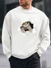 Men's Loose Casual And Fashionable 3D Cat Pattern Printed Round Neck Long Sleeved Sweatshirt For Autumn And Winter_viptrois.com