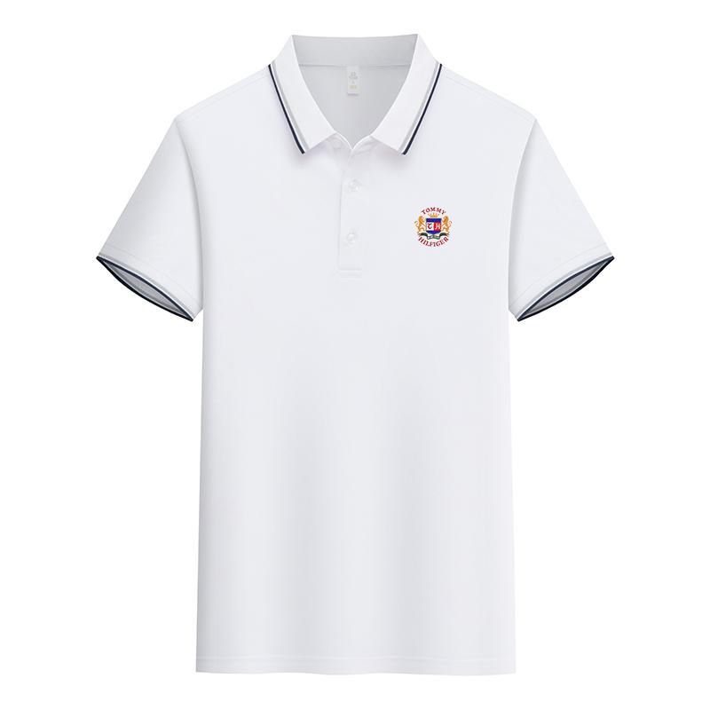 TO-MMY Casual Fashion Brand Polo Shirt Regular Style Fully Embroidered Crown Lion Pattern Logo Letter Brand Pattern Polo Shirt_viptrois.com