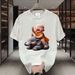 【DORAE】2026 Unisex T-shirt (100% Cotton) Off-White ("Little Monk & Elephant" Print & Playful Accent) – Casual Style For Friend Gathering_viptrois.com