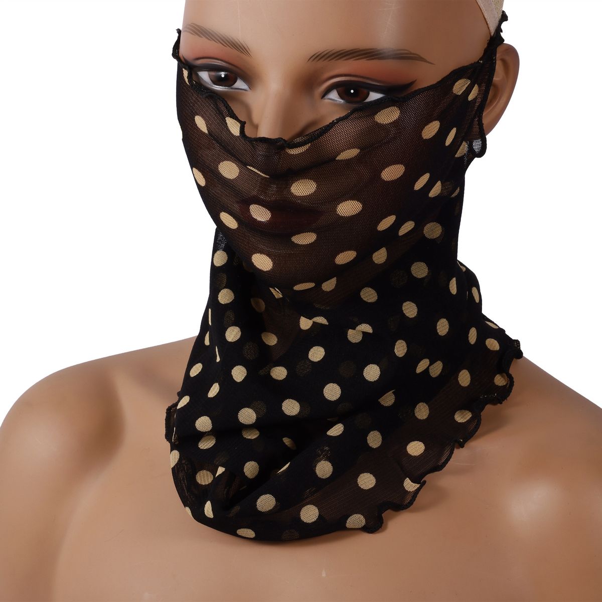 Women's Sun Protection Veil Scarf - Four Seasons Mesh Face Cover With Neck Protection (Ear Hanging Design, Lightweight & Breathable)_viptrois.com