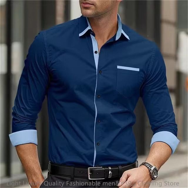 Classic Fit Men's Long Sleeve Shirt With Single Row Buttons & Functional Pockets, Breathable Stretch Polyester For Casual & Office Wear_viptrois.com