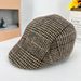 Autumn Winter Warm Woolen Beret Houndstooth Pattern Forward British Style Duckbill Cap Personality Men's Hat_viptrois.com