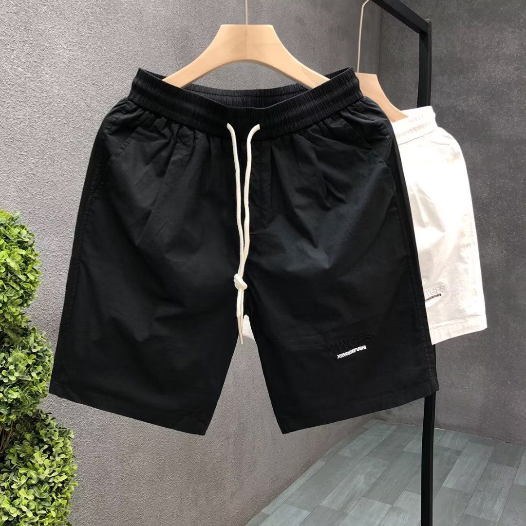 Men's Clothing Summer Stylish White Shorts Trendy Cool Light Luxury Casual Shorts Outer Wear Quick Drying Beach Pants_viptrois.com