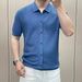 Men's Solid Color Polo Shirt Short Sleeve Light Luxury Knitted T-Shirt Spring High Quality Undershirt_viptrois.com