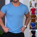 Men's Vertical Stripe Short Sleeve T-Shirt – Breathable Stretch Fit, Summer Sports & Casual Wear, Crew Neck Comfort For Gym & Outings_viptrois.com
