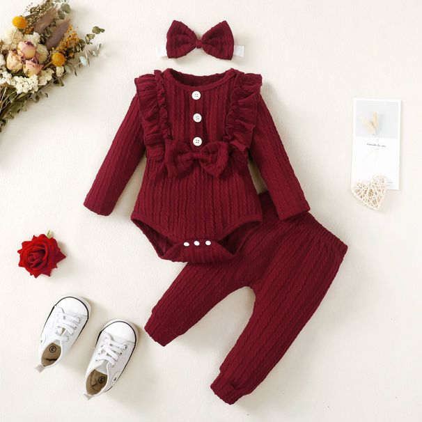 Kids’ Clothing Promotion INS Hot Selling Children's Clothing Girls' Hot Selling Solid Color Romper And Trousers Set_viptrois.com