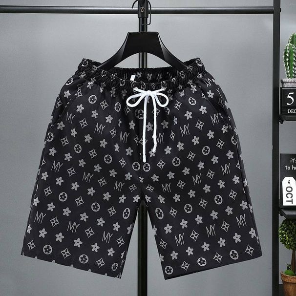Men's Casual Ice Silk Shorts Stylish Triangular Logo Trendy Sports Five Point Pants Mid Waist Elastic Comfortable Summer Thin_viptrois.com
