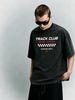 Heavyweight 230g Washed Racing Checkered Printed T-Shirt Men's Urban Streetwear Tee_viptrois.com