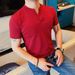 Summer Short Sleeved For Men 2025 New Trendy Brand Thin Breathable Korean Solid Color V-neck Slimming T-shirt Top_viptrois.com