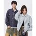 Men's Workwear Jacket – Oversized Denim-Like Polyester Coat With Notched Collar (Black/Grey/Khaki, M-8xl)_viptrois.com