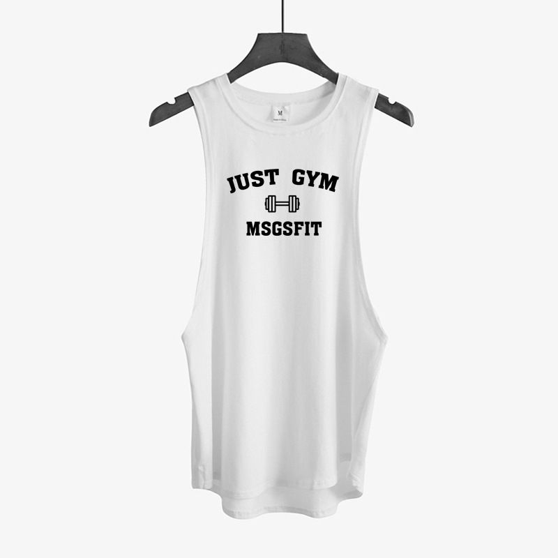 Summer Fitness Vest Sleeveless Split Sports T-shirt Running Training American Basketball Training Clothes Crew Neck Top_viptrois.com