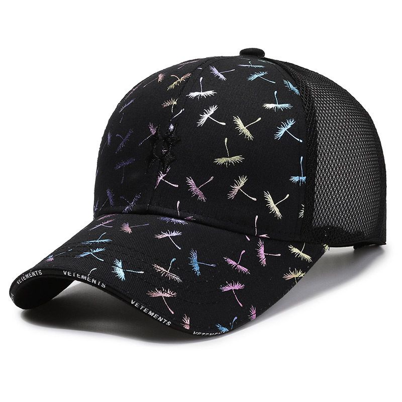 Women's Hats Fashion Duckbill Cap Colorful Letter Heat Transfer Sunshade Breathable Mesh Hat Sun Hat Casual Baseball Cap_viptrois.com