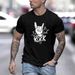Fashion Men's Trend Cotton T-Shirt Printed Large Outline Casual Slim Fit Crew Neck Breathable Short Sleeves_viptrois.com