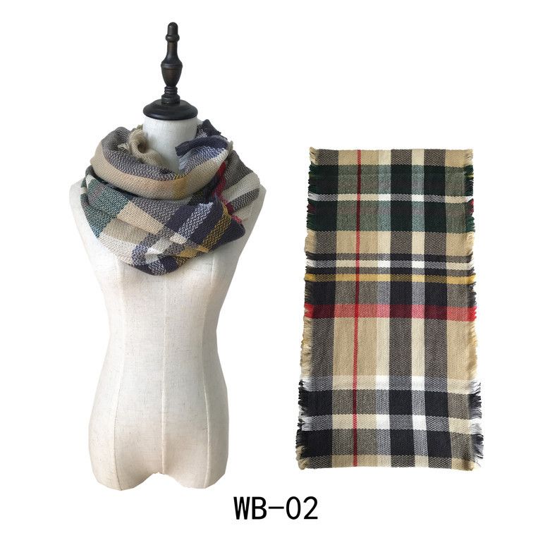 Unisex Autumn and winter women's warm colorful check double-sided fringe check scarf_viptrois.com