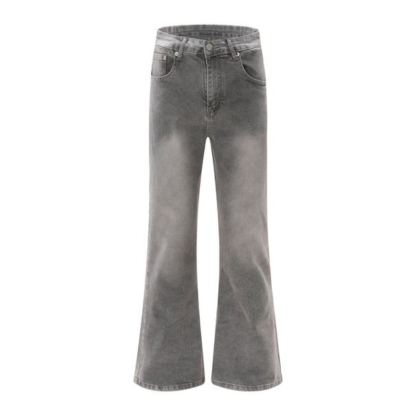 Washed Vintage Denim Flared Men's Hippie Trend Loose Casual Wide-Leg Trousers Basic Versatile Floor-Length Pants_viptrois.com
