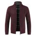 Men's Fleece-Lined Knit Cardigan With Stand Collar - Slim Fit Winter Sweater For Casual & Business Wear (Available In 7 Colors & 6 Sizes)_viptrois.com