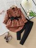 2024 Children's Clothing Cross Border Autumn New Girls' Fashion Long Shirt Dress With Belt Leggings Suit_viptrois.com