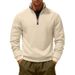 Men's Heavyweight Half-Zip Fleece Sweatshirt - Stand Collar Pullover With Japanese Brushed Polyester (10 Colors) | Relaxed Fit Winter Essential_viptrois.com
