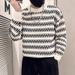 Striped Knit Sweater For Autumn And Winter Round Neck Base, Paired With A Teenage Sweater Underneath_viptrois.com