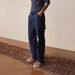 16 Oz Pearl Canvas Cotton Three-pin High Color Fastness Heavy Legal Blue Trousers Triangle Casual Trousers_viptrois.com