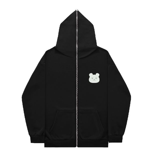 Hoodie Sweatshirt Gothic High Street Full Zipper Oversized Unisex Streetwear Y2 Jacket_viptrois.com