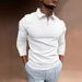 Men's Clothing Autumn Fitness Leisure Stand Up Collar Long Sleeved Vertical Striped V Neck Polo Shirt_viptrois.com