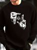Men's Loose And Casual Fashion Gesture Eye Pattern Printed Round Neck Long Sleeved Sportswear For Autumn And Winter_viptrois.com