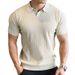 Men's Polo Shirt V Neck Short Sleeve Knitted Sweater Texture Business Lapel Ice Silk T-Shirt Breathable Cotton Blend For Summer_viptrois.com