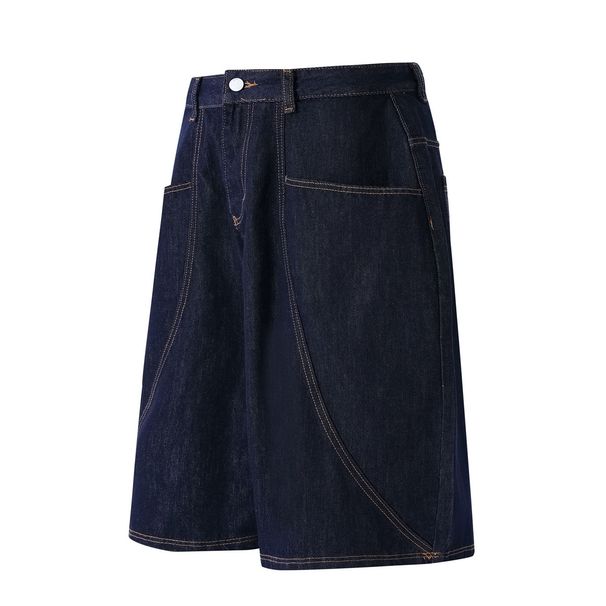 KOOSSOASIS American Vintage Denim Seven-Point Denim Shorts Men's And Women's Loose Straight Wide-Leg Eight-Point Pants Couple Casual Pants Tide_viptrois.com