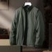 Men's Clothing Stand Collar Jacket Fashion Trendy Nylon Stand Collar Jacket With Zipper Pockets, Stylish Casual Outerwear For Teens And Young Adults_viptrois.com