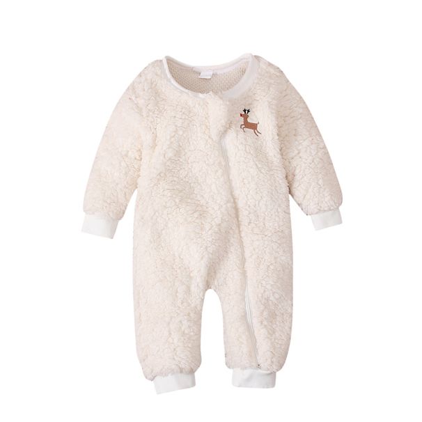 Christmas baby onesie Autumn/Winter cute baby elk plush baby zipper crawl suit Christma_viptrois.com