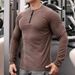 Autumn Winter American Style Slim Fit Thermal Base Layer T-Shirt Warm Top Fitness Sports Men Half-Zip Round Neck Long_viptrois.com